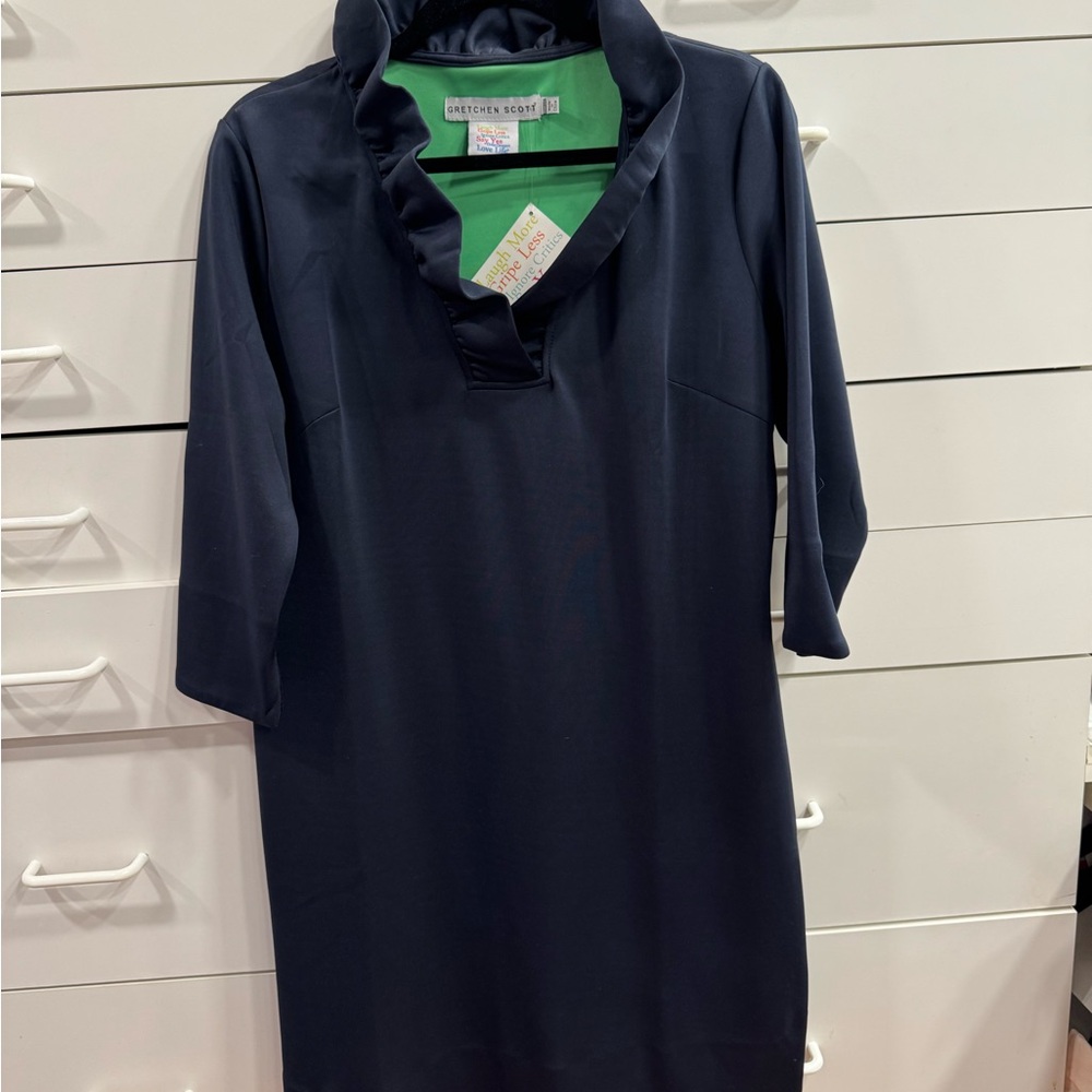 Gretchen Scott Designs Navy Blue Ruffle Dress